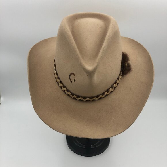 Vintage Charlie 1 Horse “Camelback” Western Hat — Fawn Felt, 3½" Brim - Picture 5 of 13